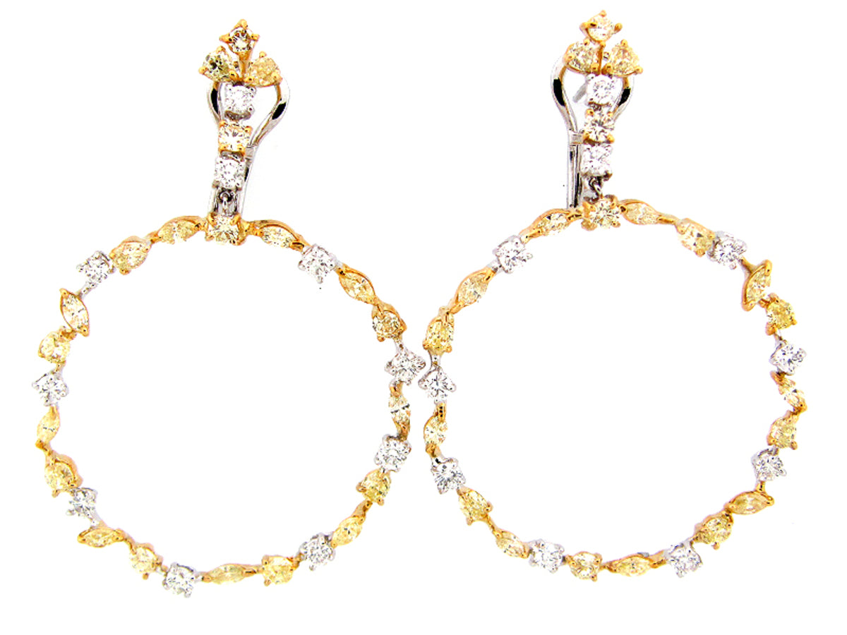 YELLOW & WHITE DIAMOND EARRING