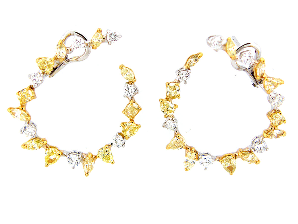 YELLOW & WHITE DIAMOND EARRING