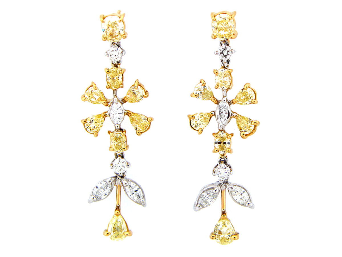 YELLOW & WHITE DIAMOND EARRING
