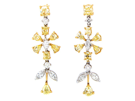 YELLOW & WHITE DIAMOND EARRING