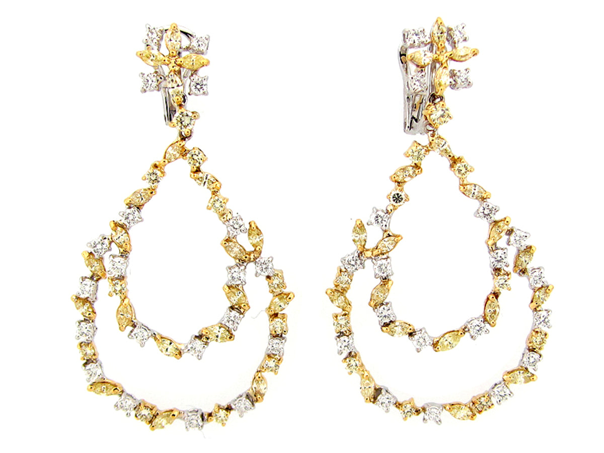 YELLOW & WHITE DIAMOND EARRING