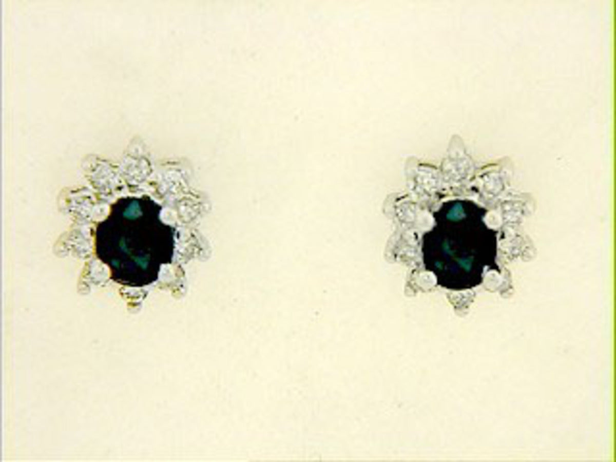SAPPHIRE & DIAMOND EARRING, 18KW (H)