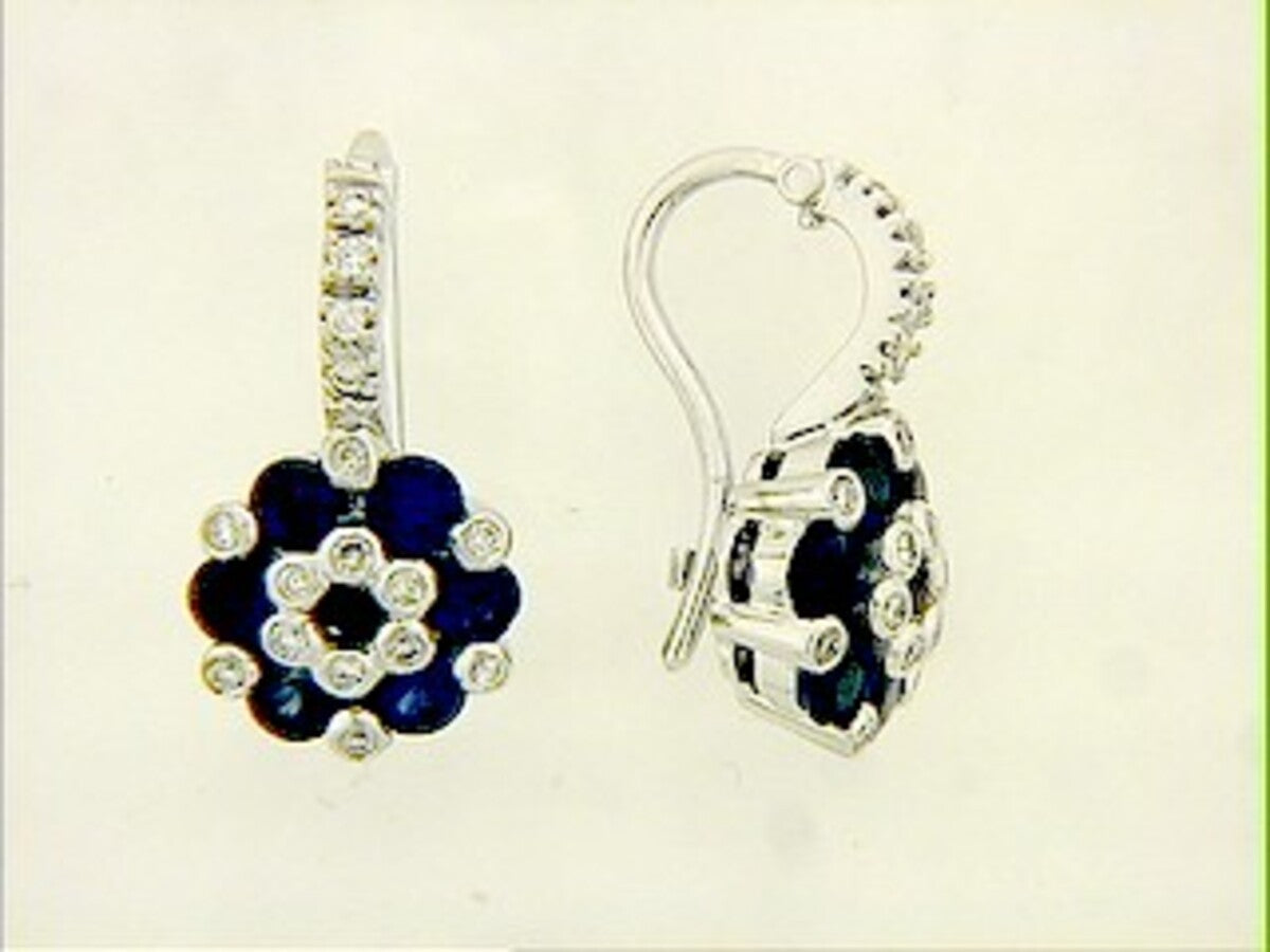 SAPPHIRE & DIAMOND EARRING, 18KW (H)