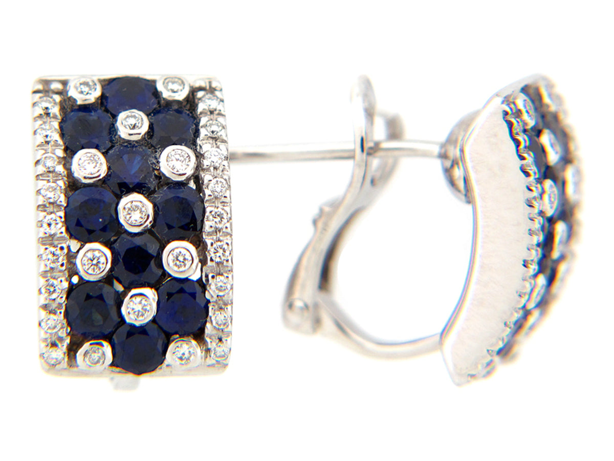SAPPHIRE & DIAMOND EARRING, 18KW (H)