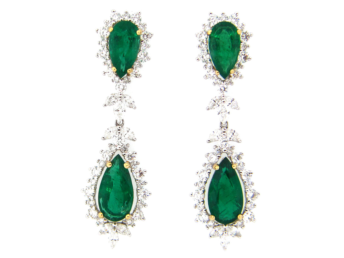 EMERALD & DIAMOND EARRING, 18KT (0)