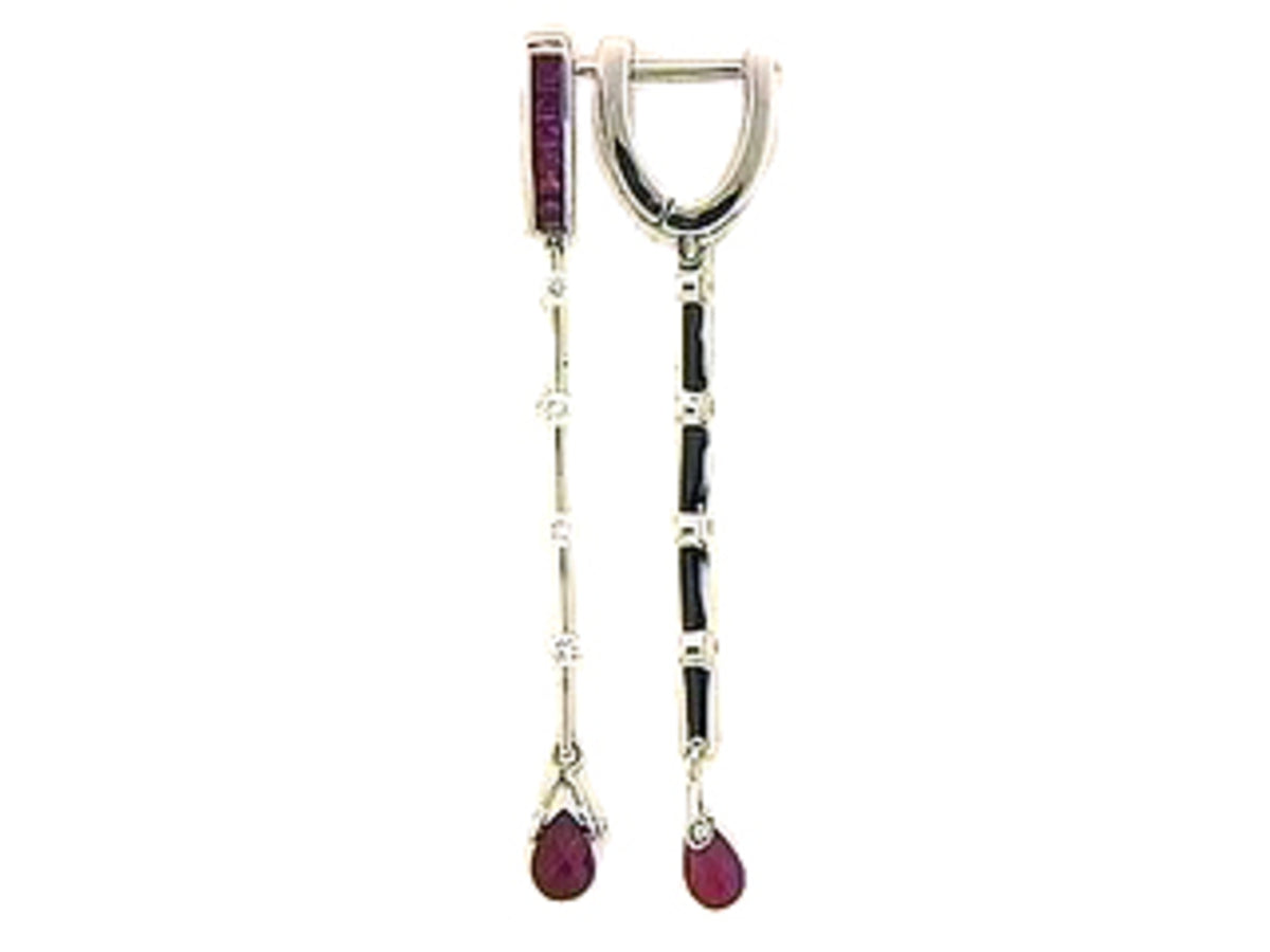 RUBY & DIAMOND EARRING, 18KW (H), C=1.61