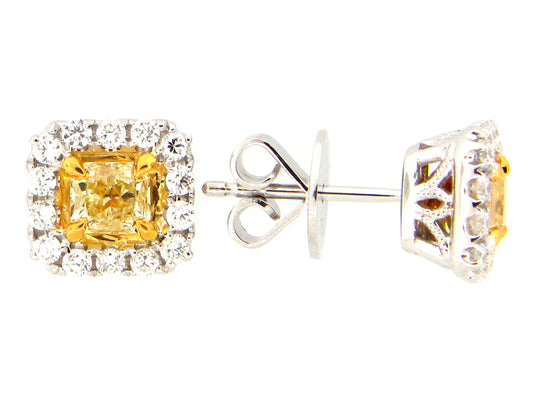 YELLOW & WHITE DIAMOND EARRING, 18KT (N)