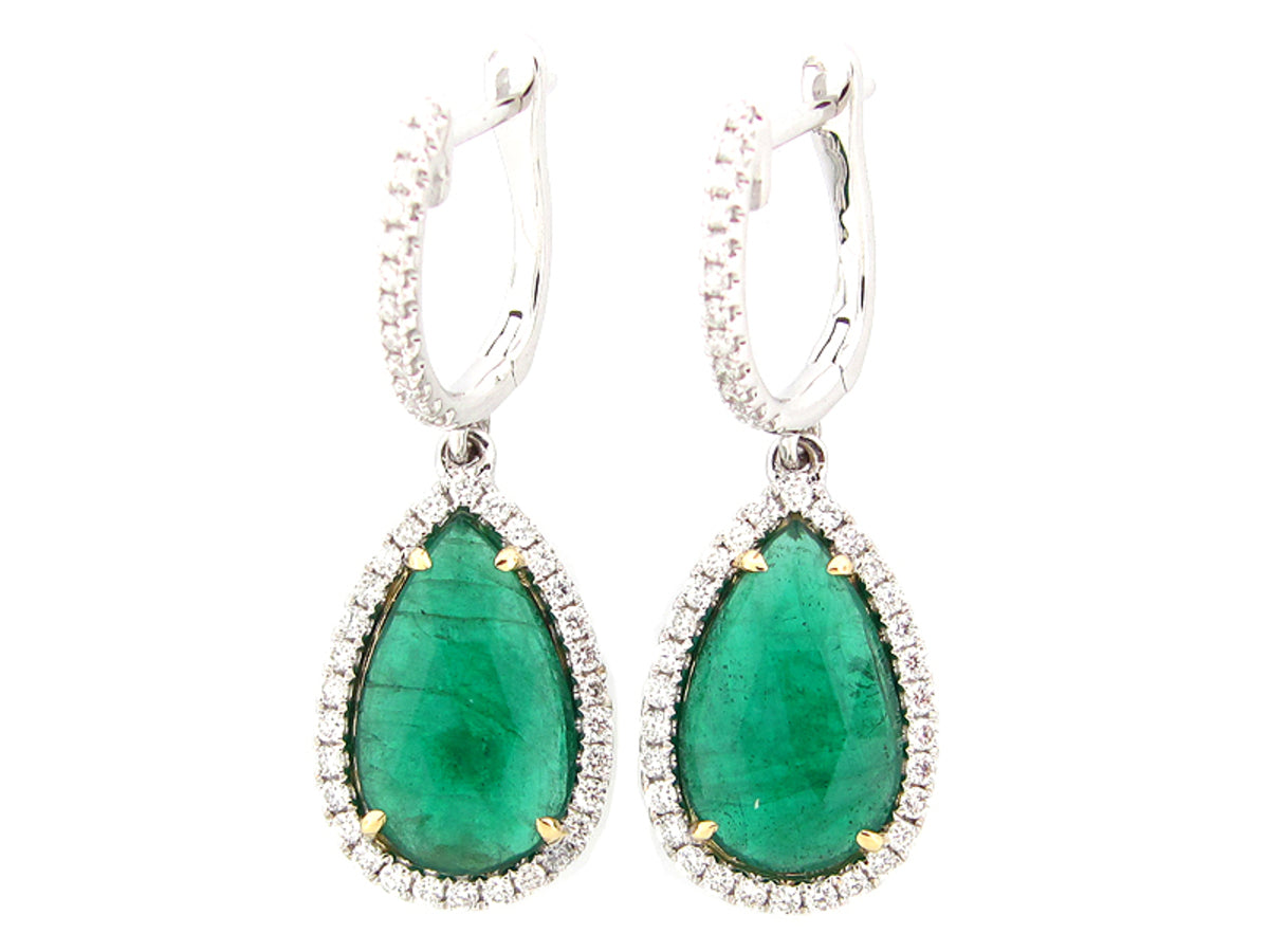 ROSE CUT EMERALD & DIAMOND EARRING, 18KT (O)
