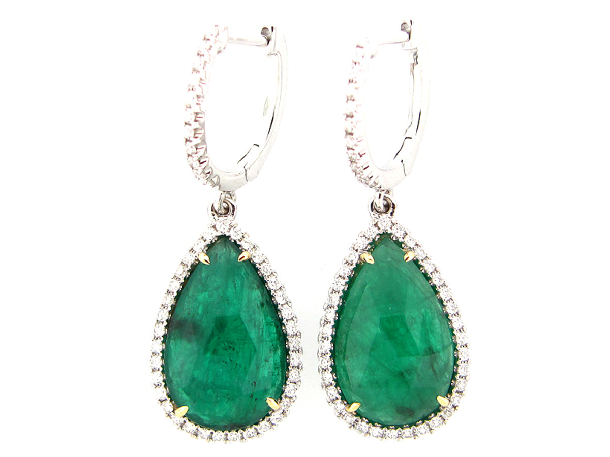 ROSE CUT EMERALD & DIAMOND EARRING, 18KT (O)