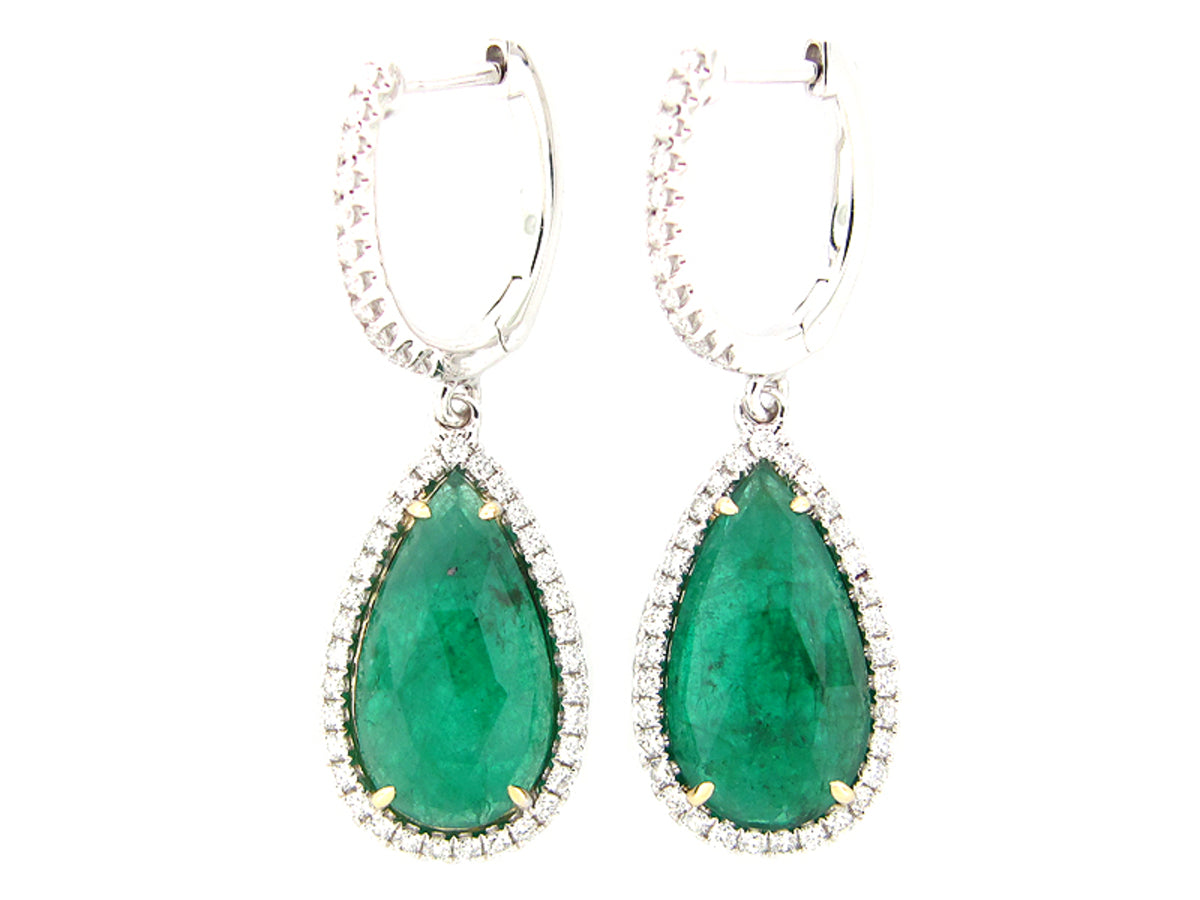 ROSE CUT EMERALD & DIAMOND EARRING, 18KT (O)