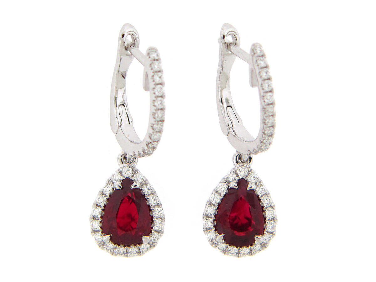 RUBY & DIAMOND EARRING, 18KW (H)