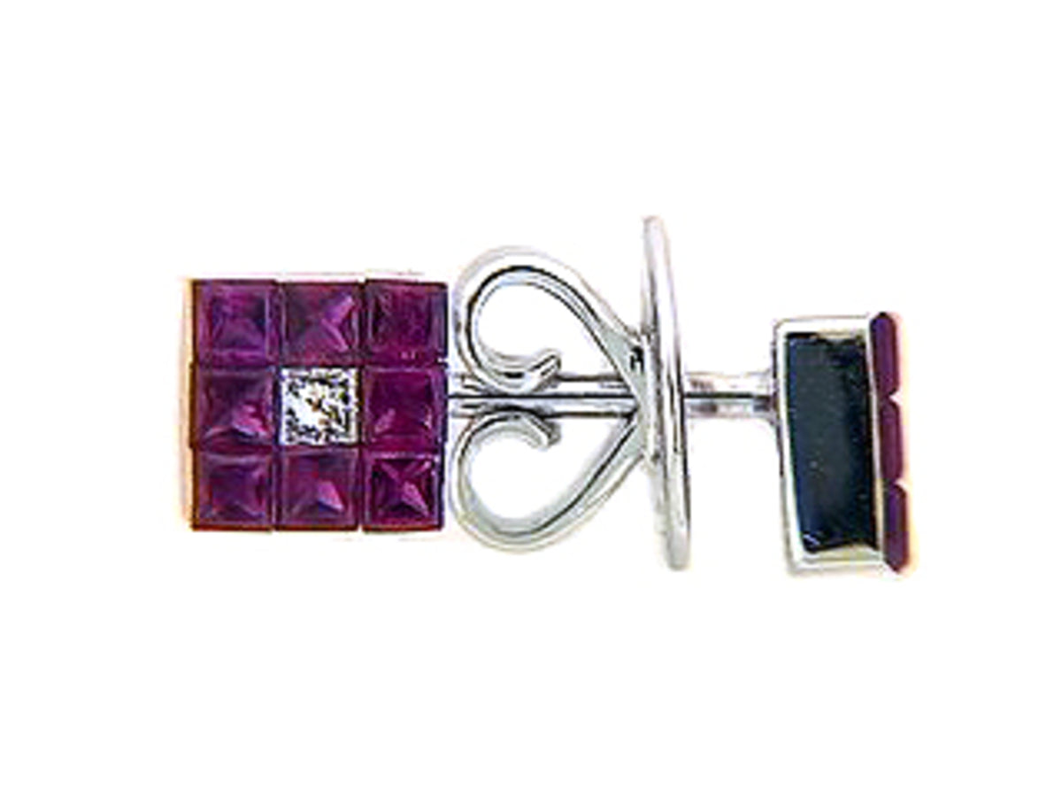 RUBY & DIAMOND EARRING, 18KW (H), C=0.77