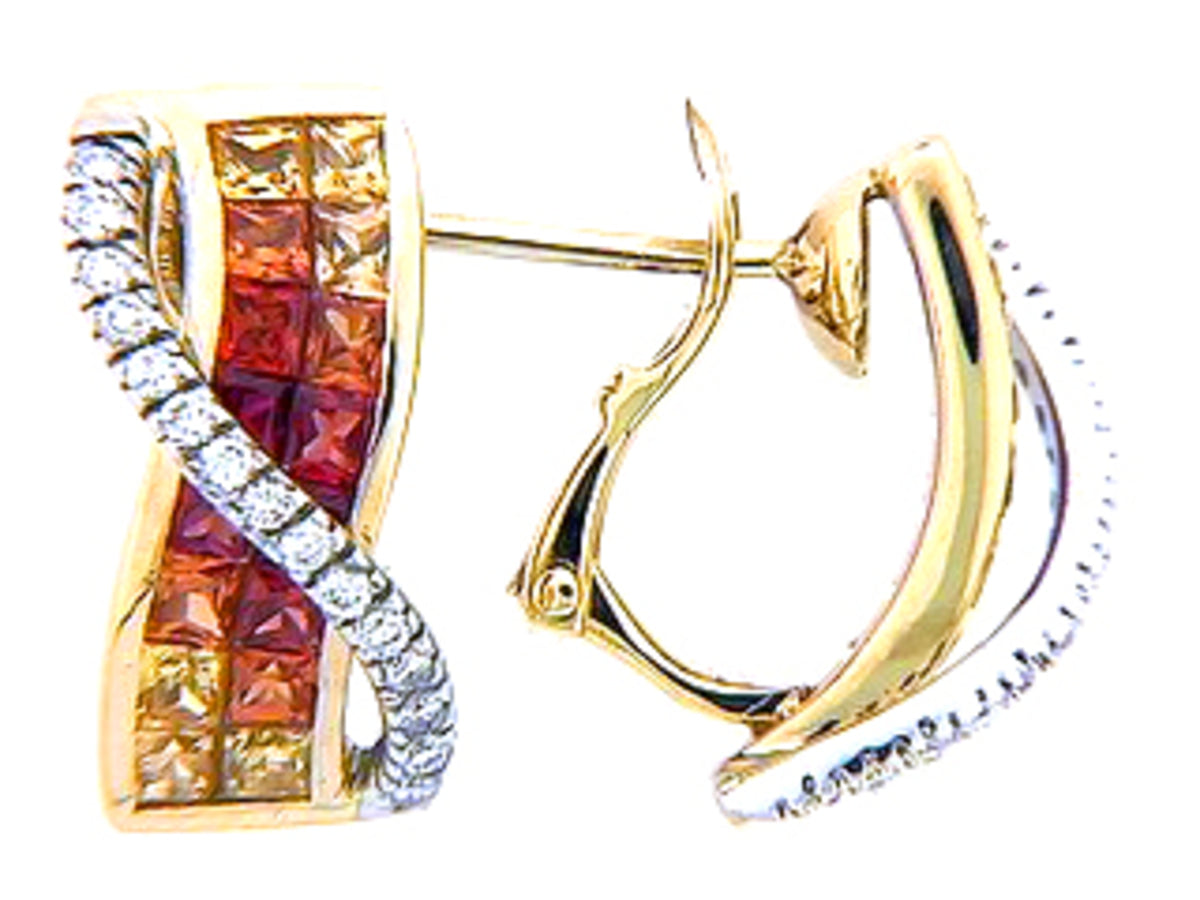 ORANGE SAPPHIRE & DIAMOND EARRING