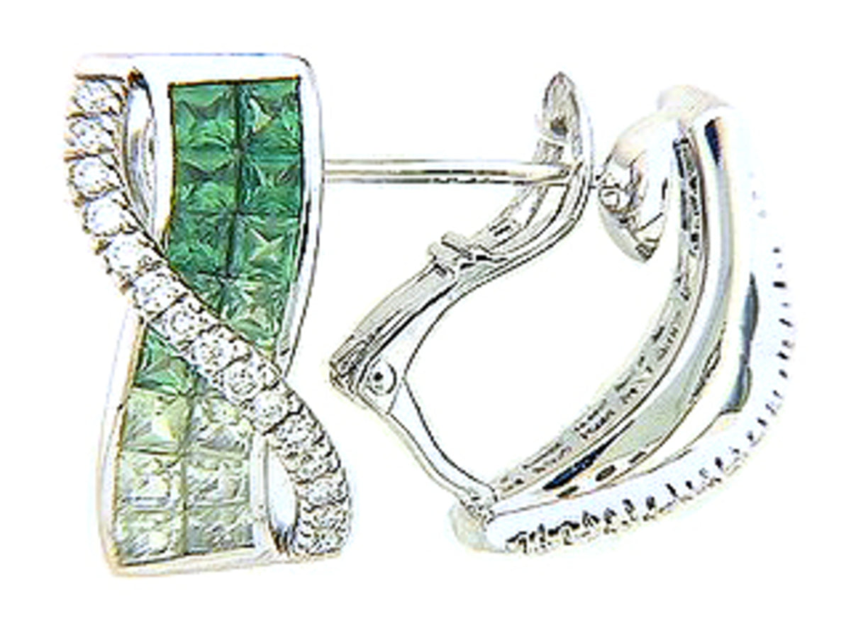 TSAVORITE & DIAMOND EARRING, 18KW (H), C=2.96