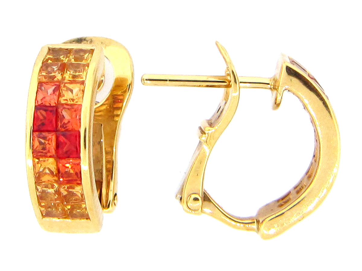 ORANGE SAPPHIRE EARRING, 18KY (H/U)