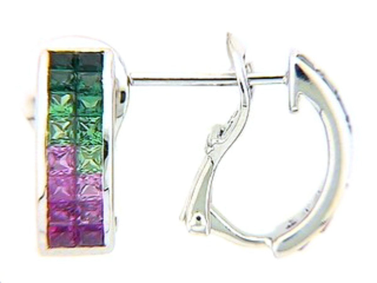 PINK SAPPHIRE & TSAVORITE EARRING, 18KW (H)
