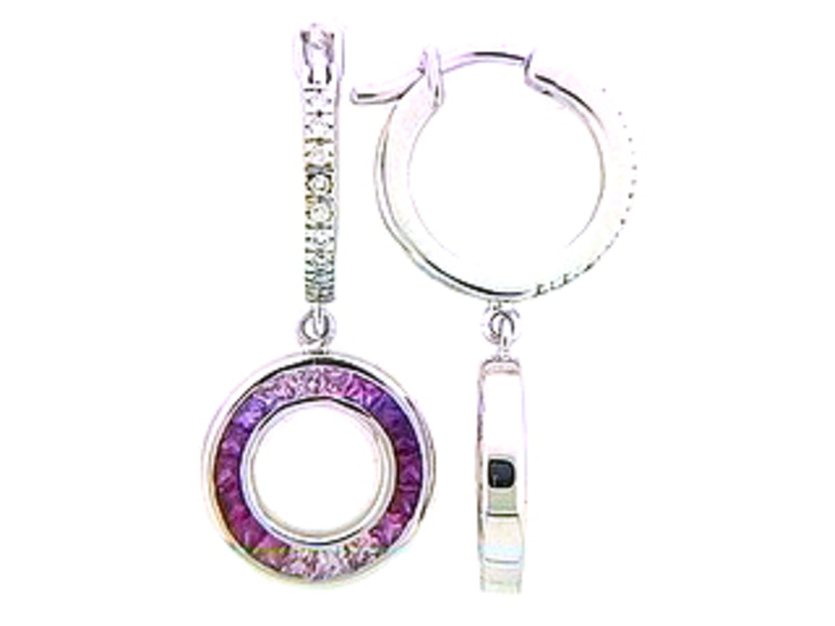 PINK SAPPHIRE & DIAMOND EARRING, 18KW (H), C=1.38