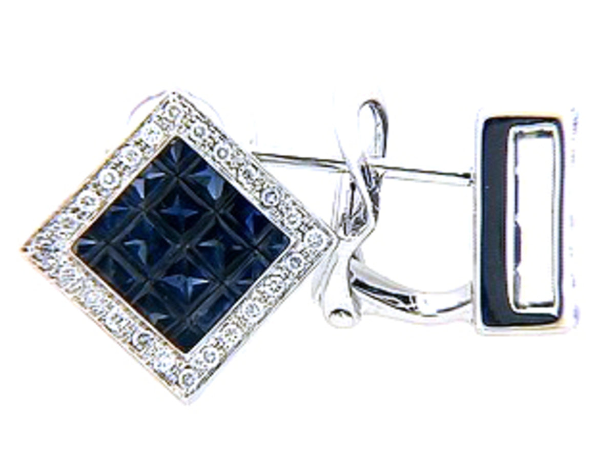 SAPPHIRE & DIAMOND EARRING, 14KW (H), C=3.30