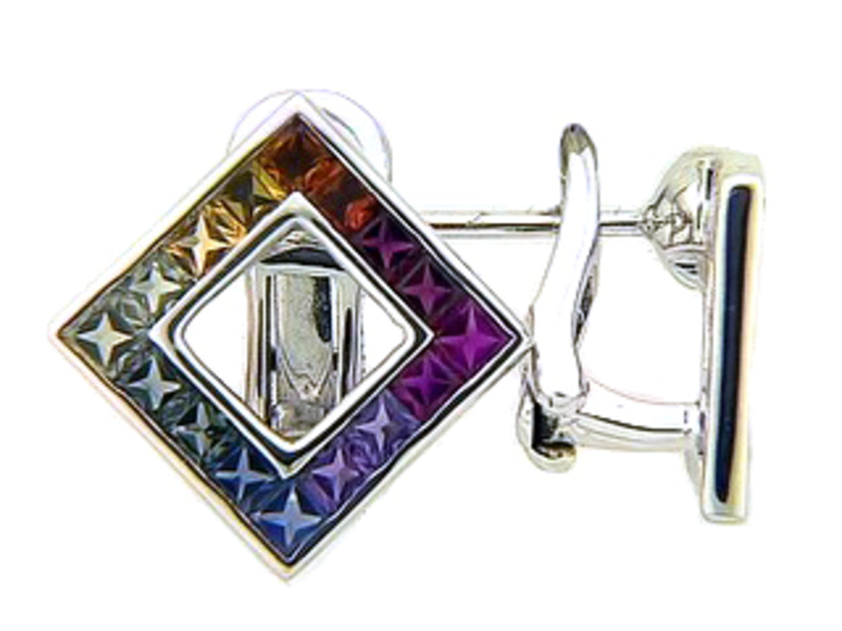 RAINBOW SAPPHIRE EARRING, 18KW (H/U)