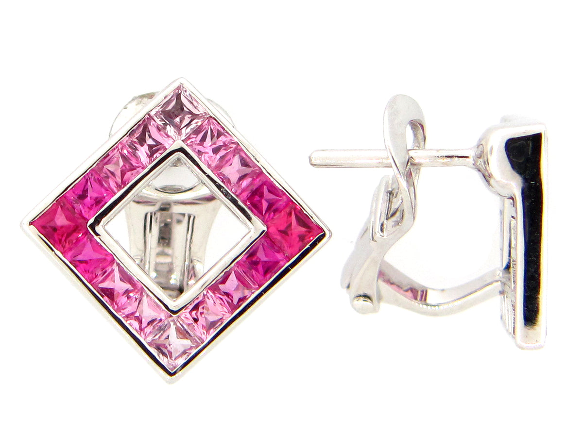 PINK SAPPHIRE EARRING, 18KW (H)