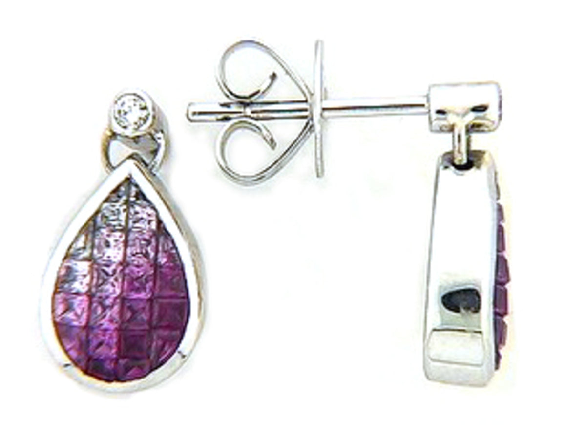 PINK SAPPHIRE & DIAMOND EARRING, 18KW (H), C=1.93