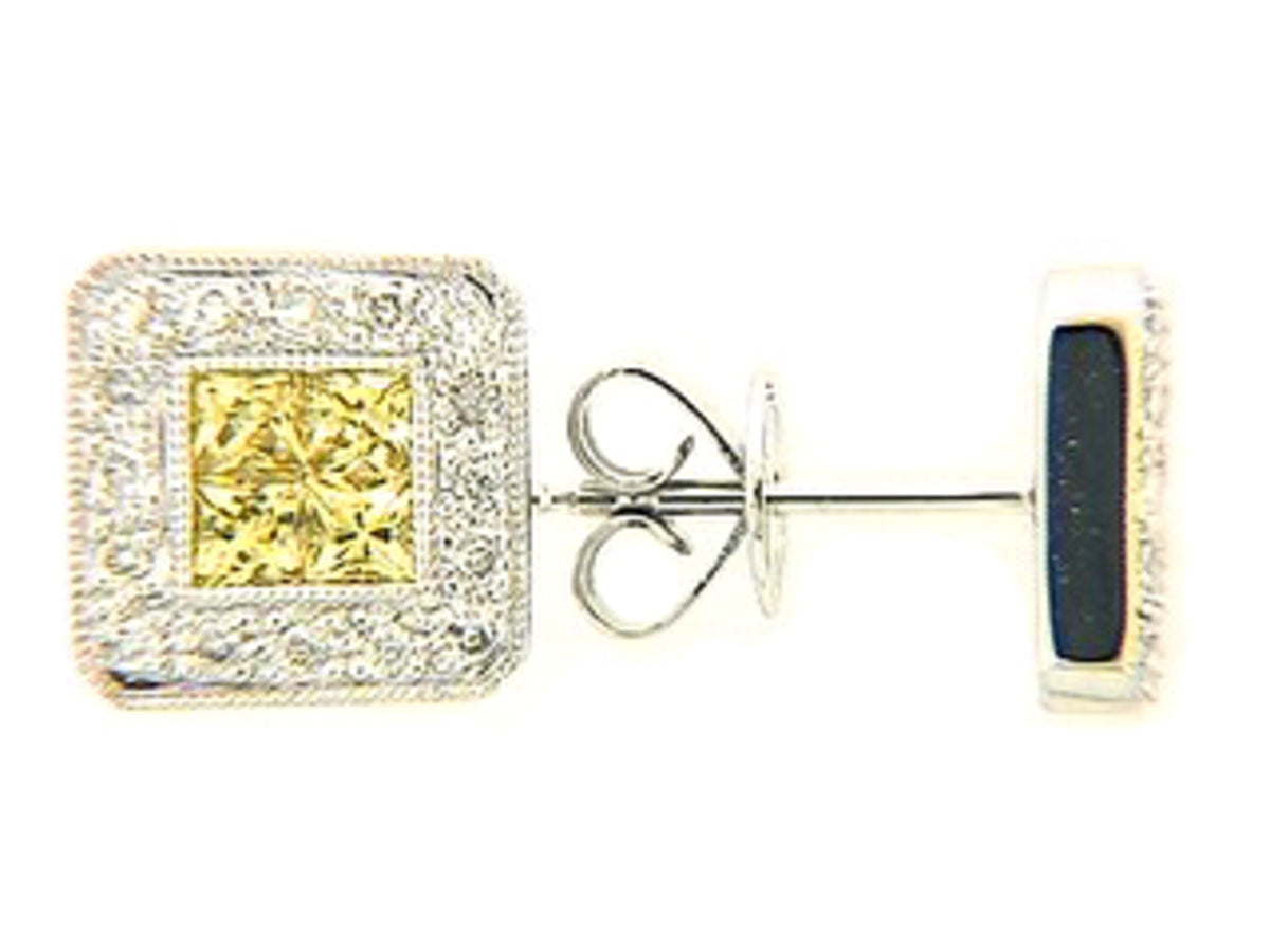 YELLOW SAPPHIRE & DIAMOND EARRING, 18KW (H/U), C=0.54