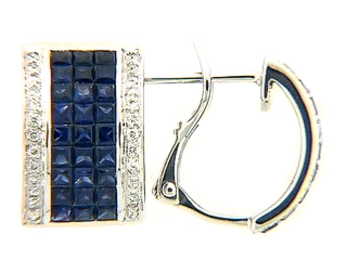 SAPPHIRE & DIAMOND EARRING, 14KW (H), C=2.43