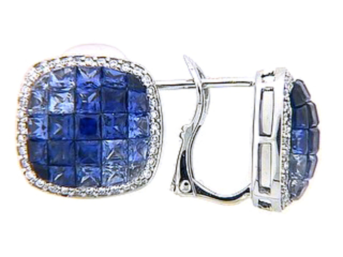 SAPPHIRE & DIAMOND EARRING, 18KW (H)