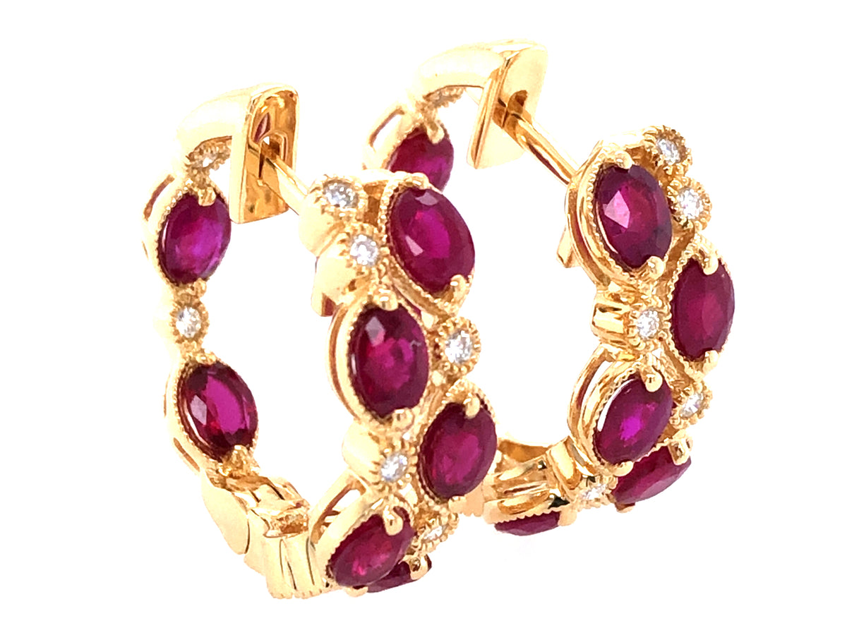 RUBY & DIAMOND 2 ROW EARRING