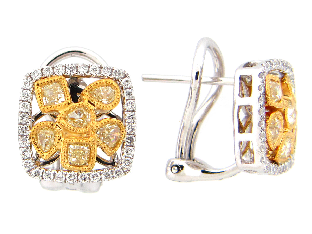 YELLOW & WHITE DIAMOND EARRING, 18KT (N)