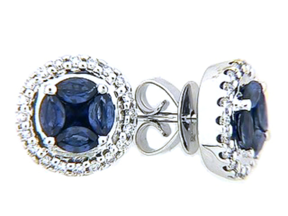 SAPPHIRE & DIAMOND EARRING, 18KW (H), C=1.84