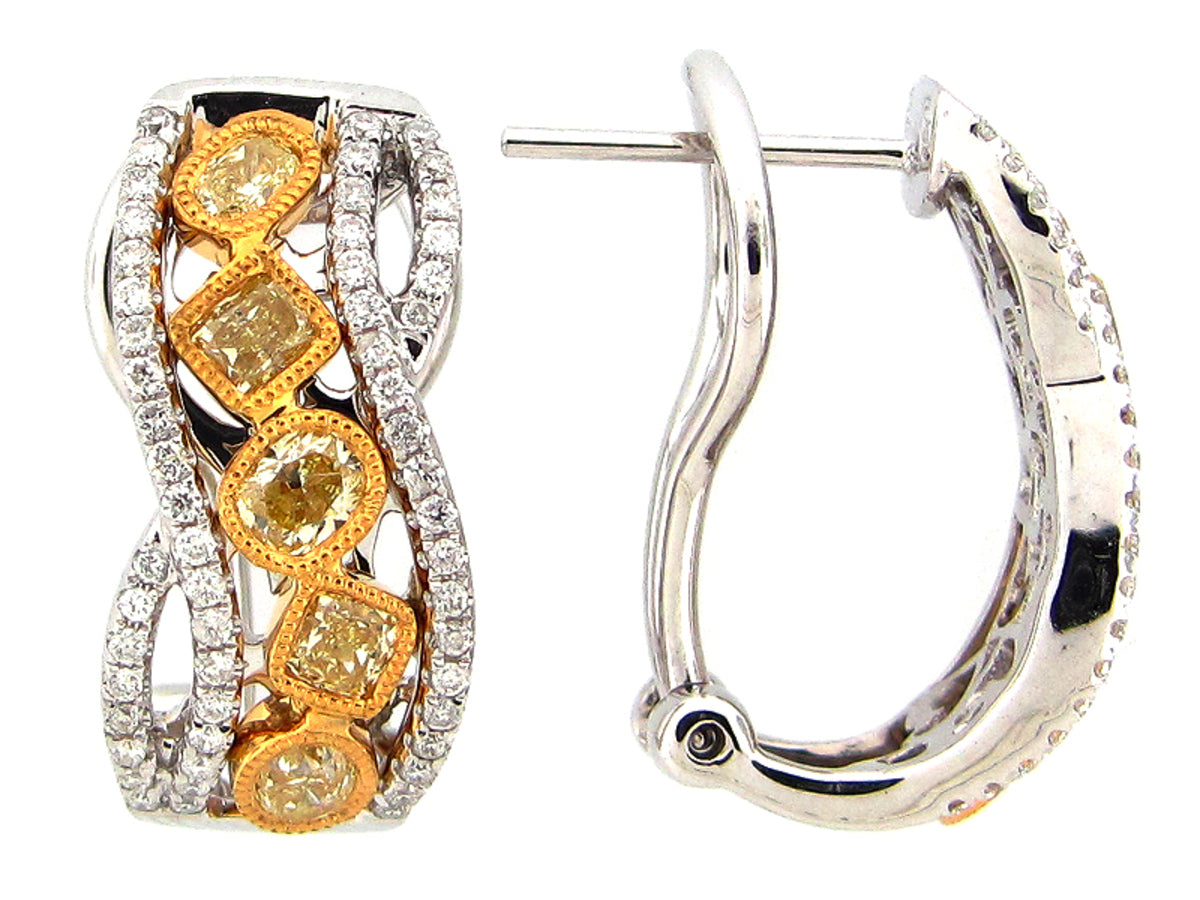 YELLOW & WHITE DIAMOND EARRING, 18KT (N)