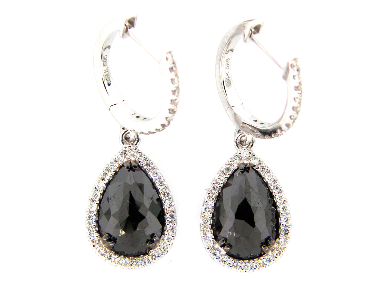 ROSE CUT BLACK & WHITE DIAMOND EARRING