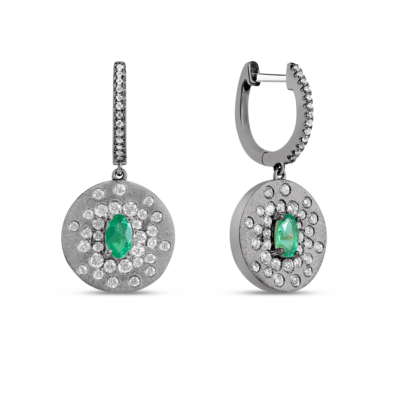 Emerald & Diamond Confetti Disc Drop Earring
