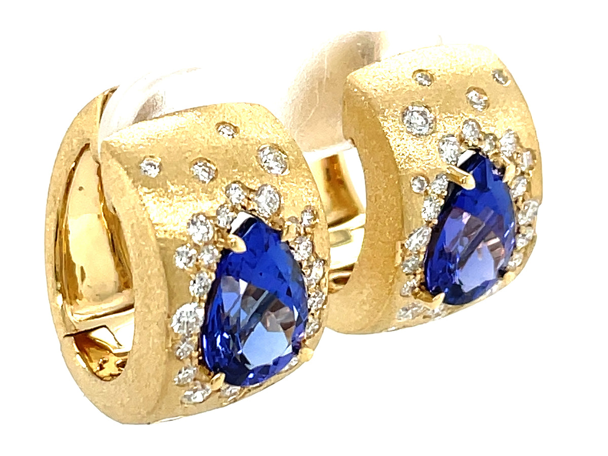 TANZANITE PEARS & DIAMOND CONFETTI HOOP EARRING