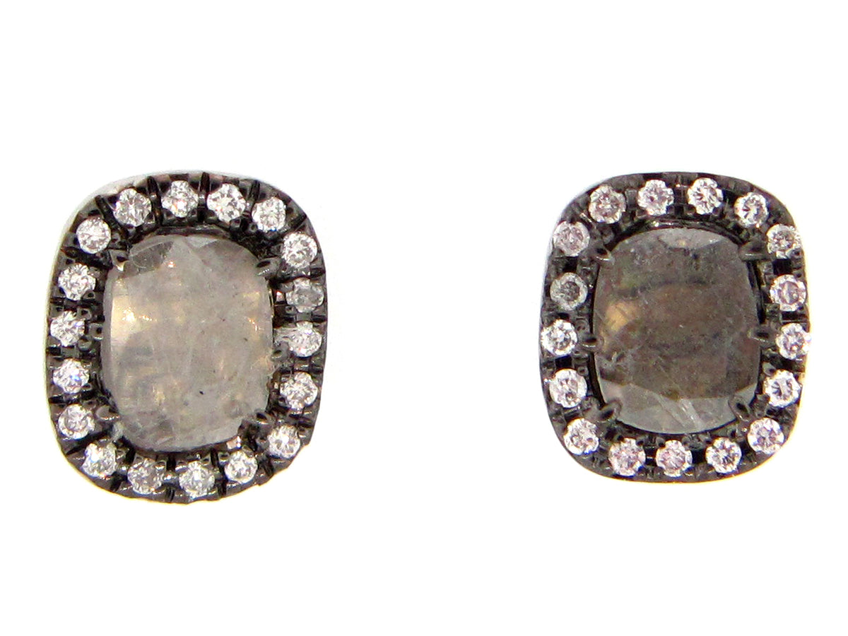 GRAY SLICE DIAMOND STUDS, 18KW (N)