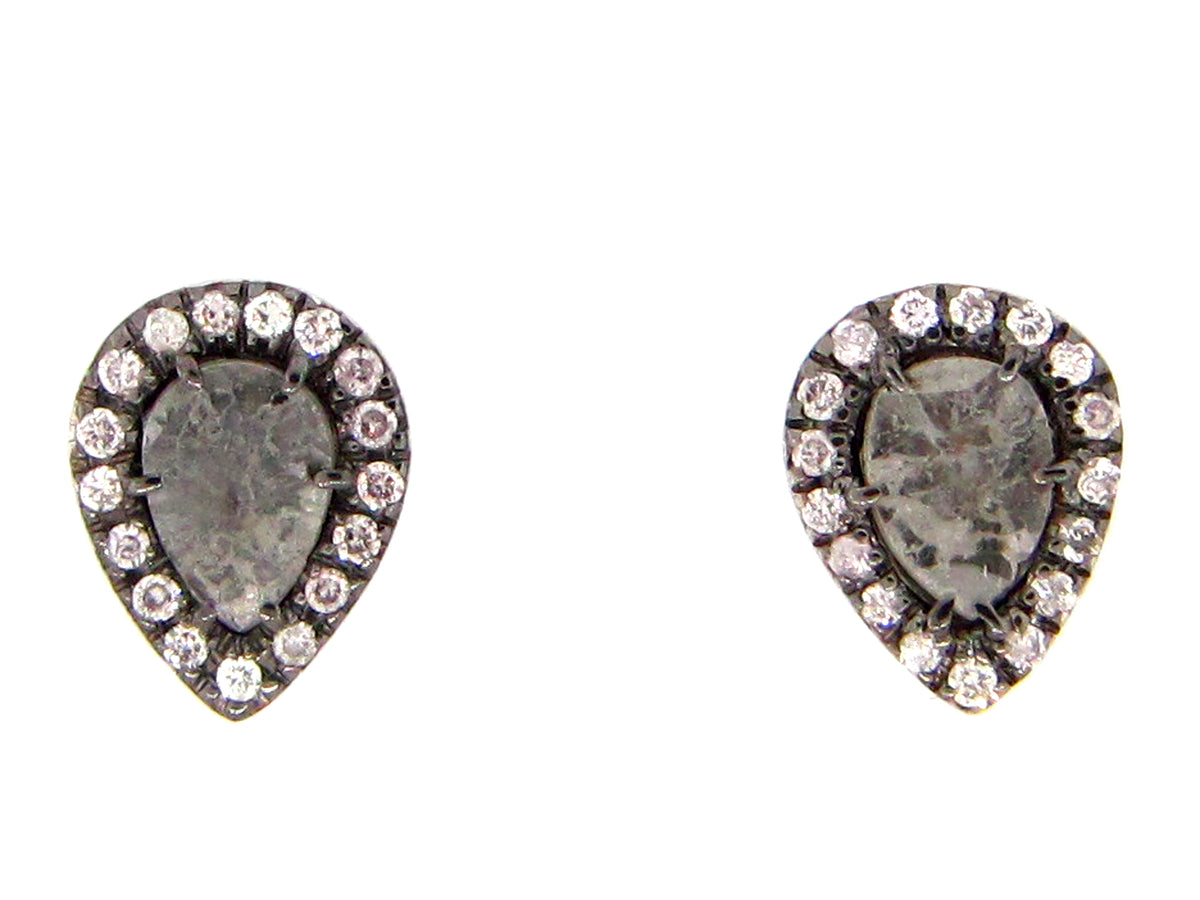 GRAY SLICE DIAMOND STUDS, 18KW (N)