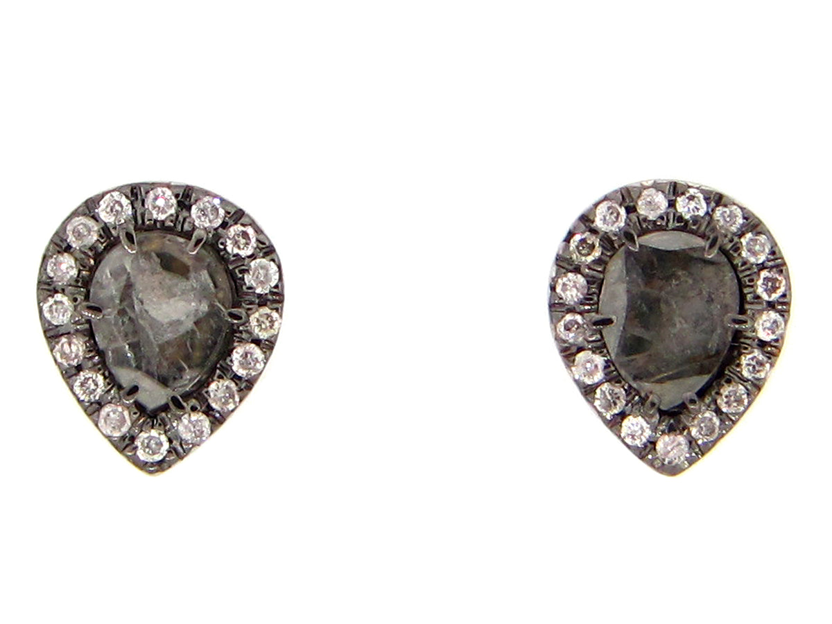 GRAY SLICE DIAMOND STUDS, 18KW (N)