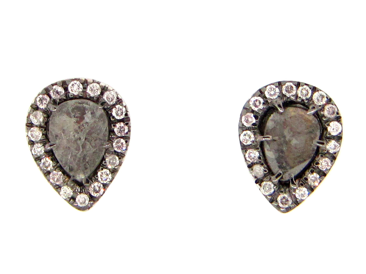 GRAY SLICE DIAMOND STUDS, 18KW (N)