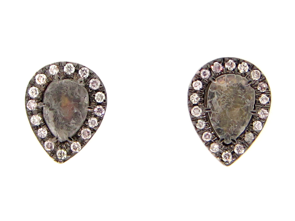 GRAY SLICE DIAMOND STUDS, 18KW (N)