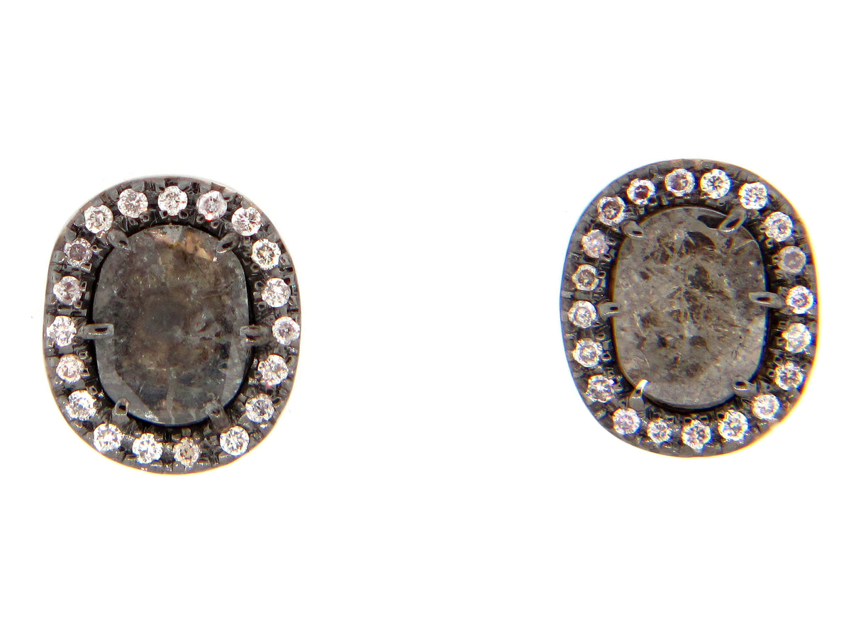 GRAY SLICE DIAMOND STUDS, 18KW (N)