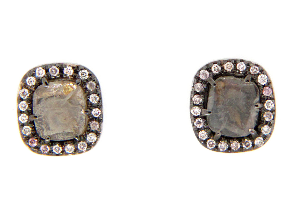GRAY SLICE DIAMOND STUDS, 18KW (N)