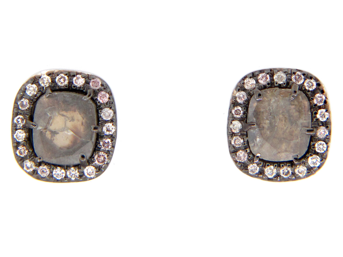 GRAY SLICE DIAMOND STUDS, 18KW (N)