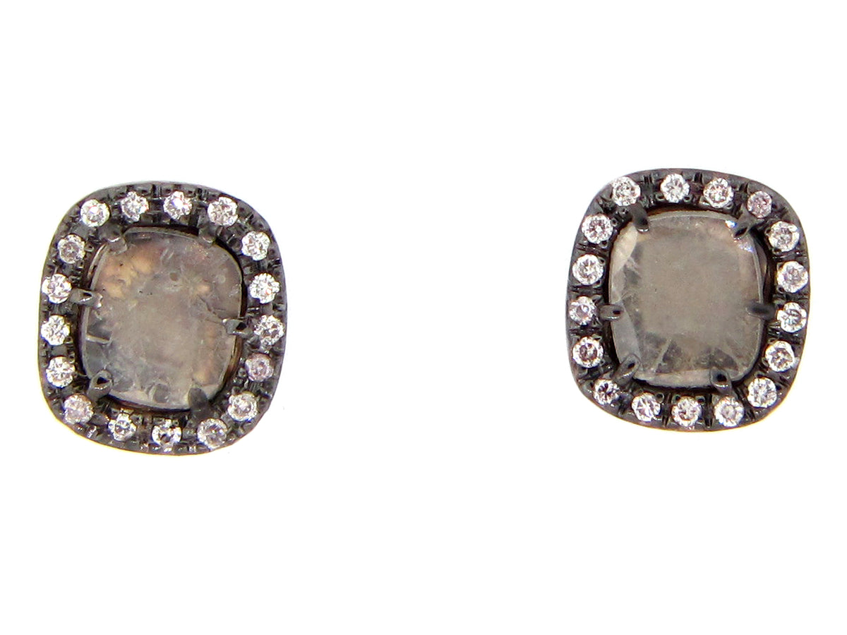 GRAY SLICE DIAMOND STUDS, 18KW (N)