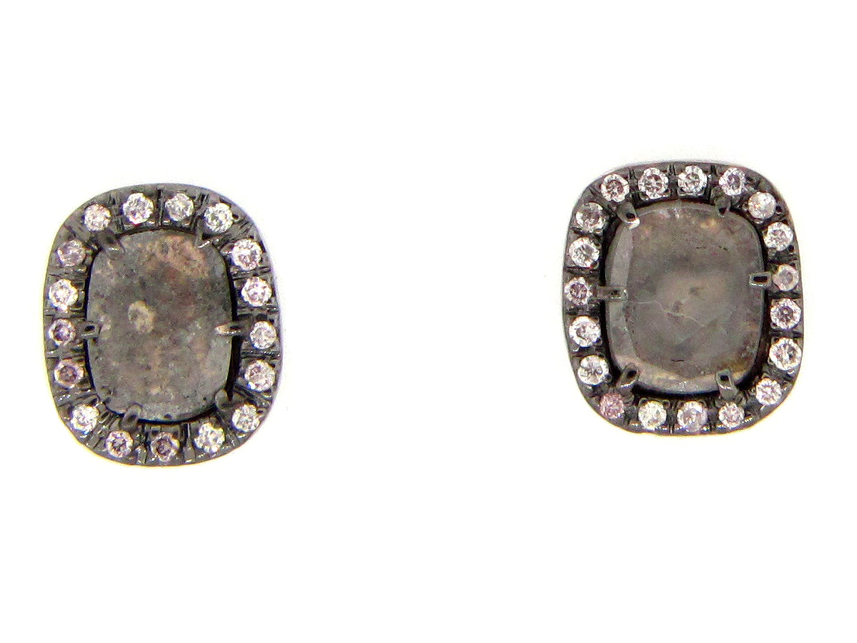 GRAY SLICE DIAMOND STUDS, 18KW (N)