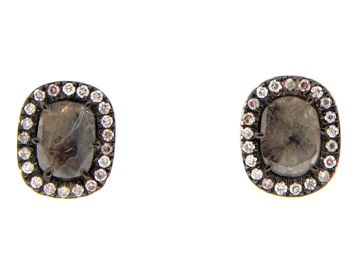 GRAY SLICE DIAMOND STUDS, 18KW (N)