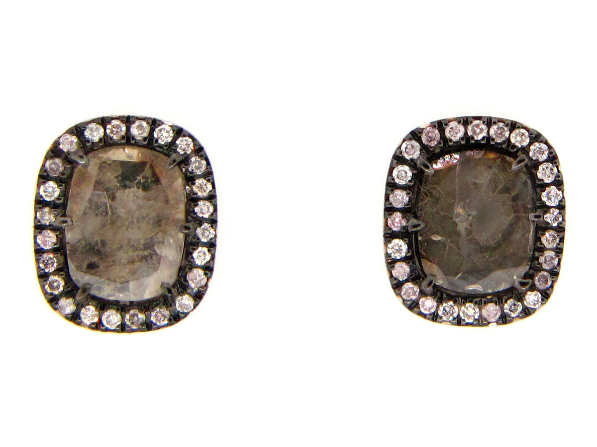 GRAY SLICE DIAMOND STUDS, 18KW (N)