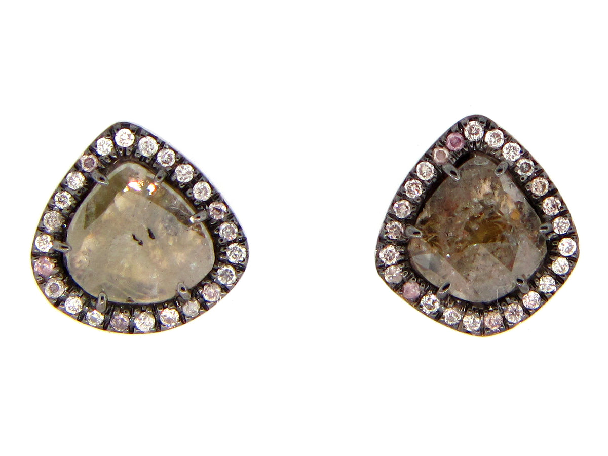 GRAY SLICE DIAMOND STUDS, 18KW (N)