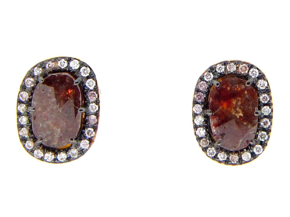 BROWN SLICE DIAMOND STUDS, 18KY (N)