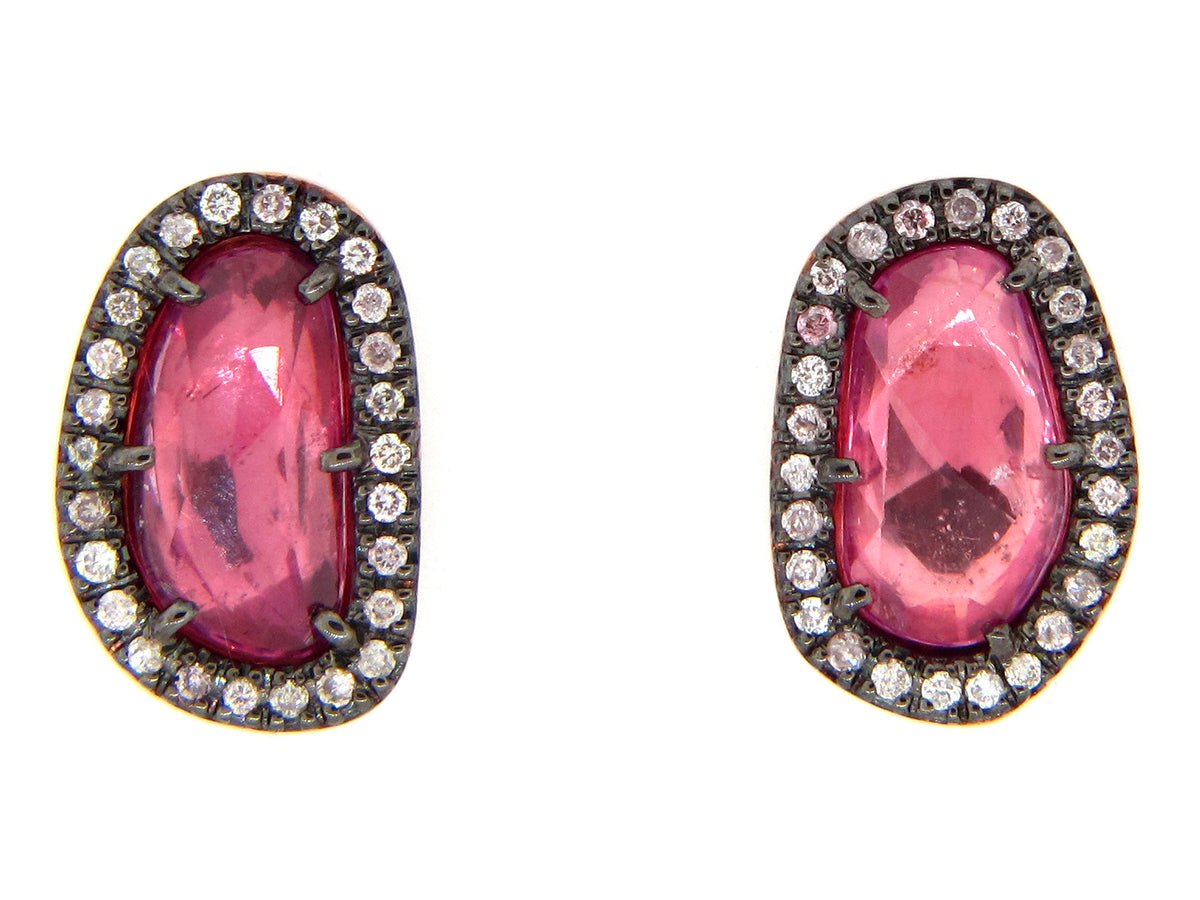 PINK SAPPHIRE & DIAMOND EARRING, 18KR (H)